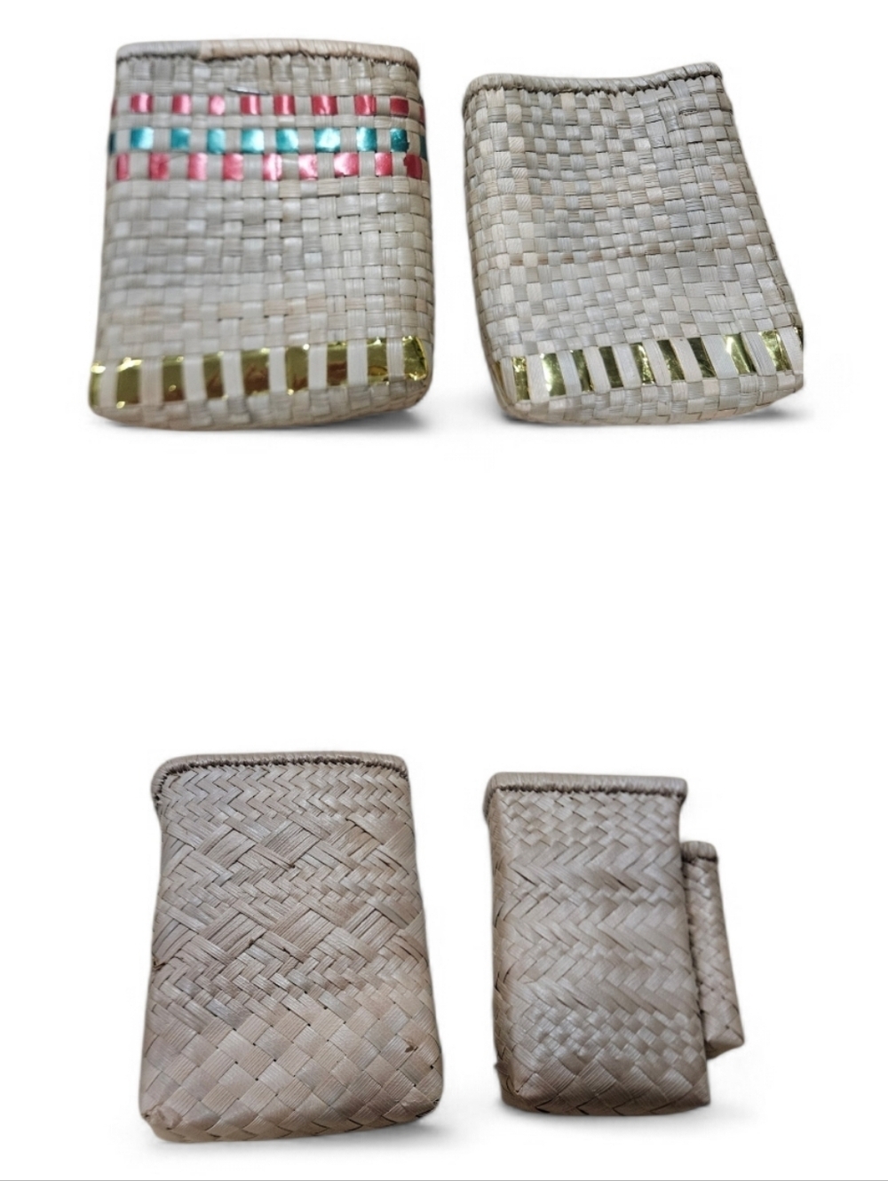 Handmade Woven Straw Cigarette Case w/ Removable Outer Cover Artisan 2-Piece Set